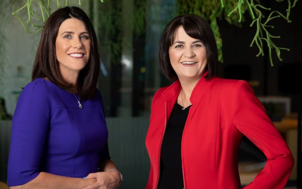 Spark chair Justine Smythe (left) with new chief executive Jolie Hodson.