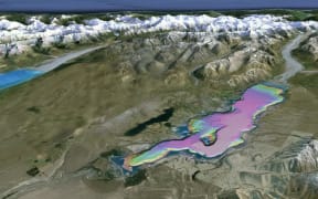 Mapped image of Lake Tekapo's lake bed.