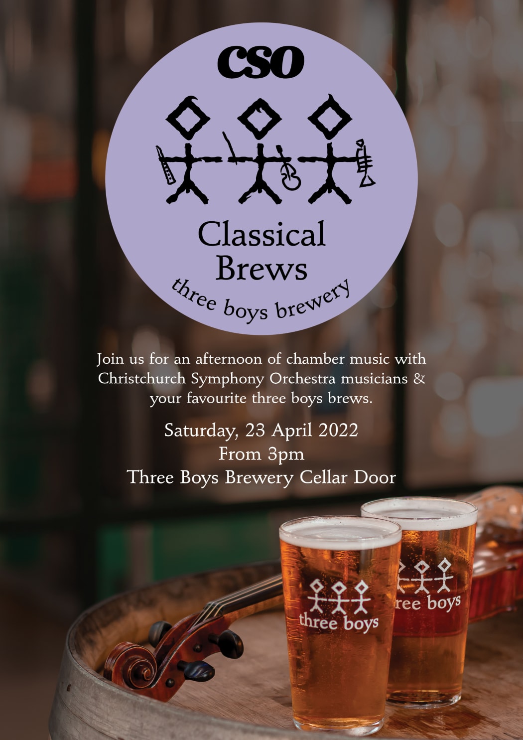Classical Brews
SAT APR 23 2022 AT 03:00 PM 
Three Boys Brewery | Christchurch