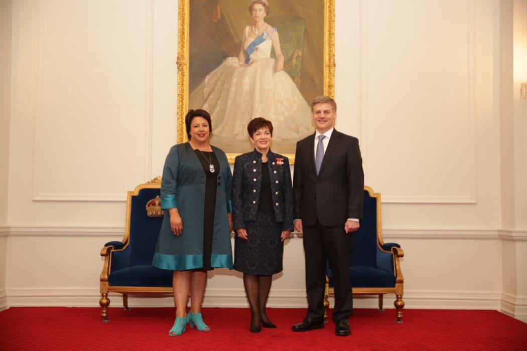 Deputy Prime Minister Paula Bennett, Governor-General Patsy Reddy and Prime Minister Bill English