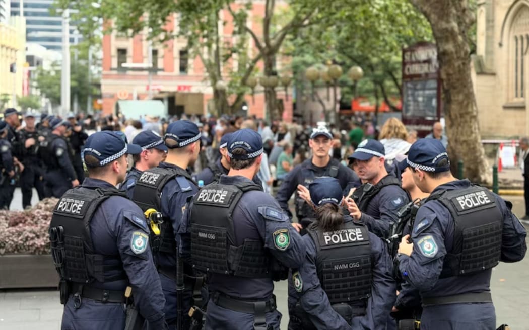 There is a heavy police presence in the Sydney CBD for the protest.