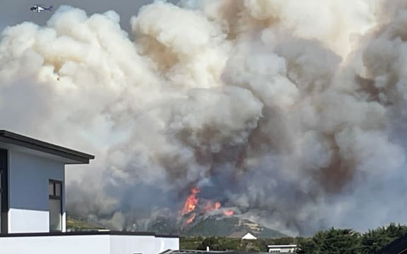 The Port Hills fire see from Westmorland at about 3.45pm on 14 February 2024.