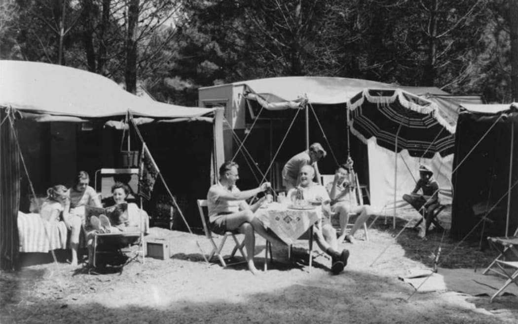 Group camping ca. 1950s