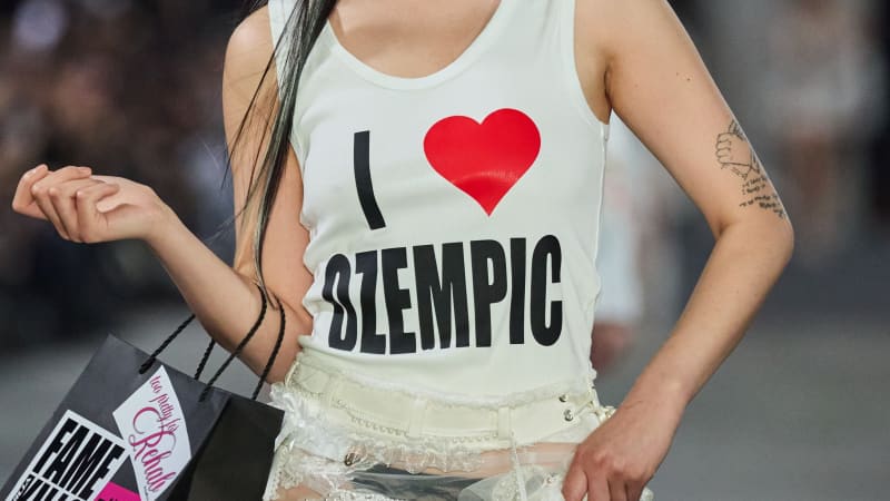 A model walks the runway at the Namilia show during Berlin Fashion Week SS25 at The Tunnel on July 03, 2024 in Berlin, Germany.