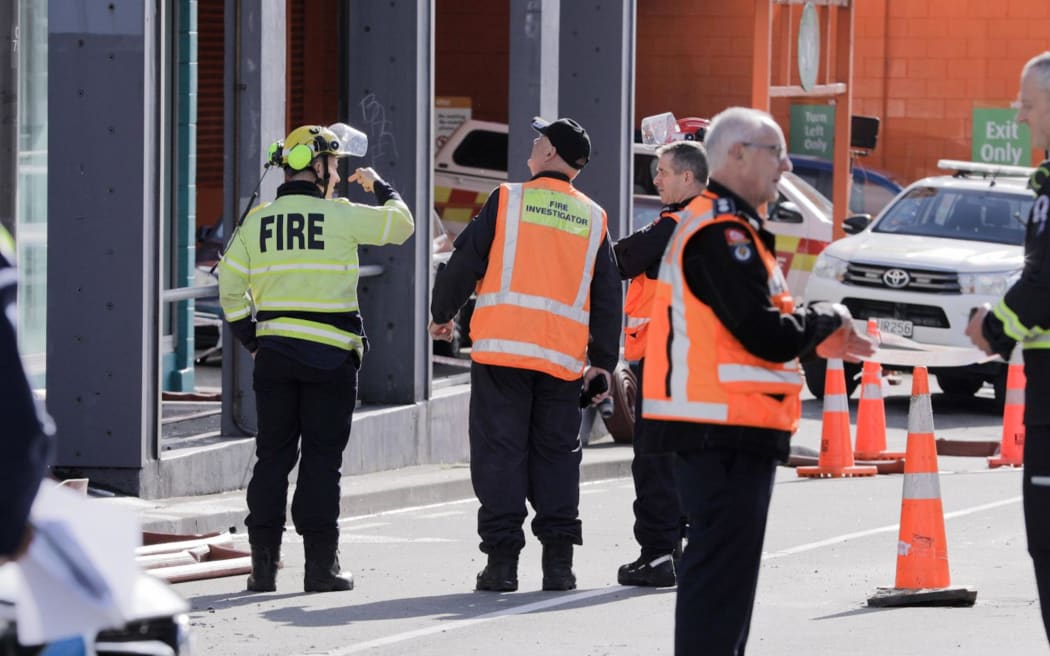 Fire and Emergency and Urban Search and Rescue at the scene of a fatal fire at Loafers Lodge in Wellington on 16 May, 2023.