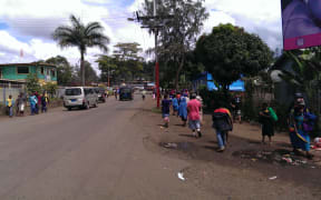 Street in Goroka, capital town of Papua New Guinea's Eastern Highlands province.