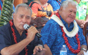 American Samoa’s governor Lolo Matalasi Moliga (left) with Samoa Prime Minister Tuilaepa Sailele Malielegaoi during the July 2019 fundraising for the Manu Samoa rugby team, hosted by the governor in Pago Pago.