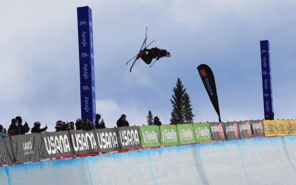 Nico Porteous competing at the Copper Mountain World Cup event in Colorado.