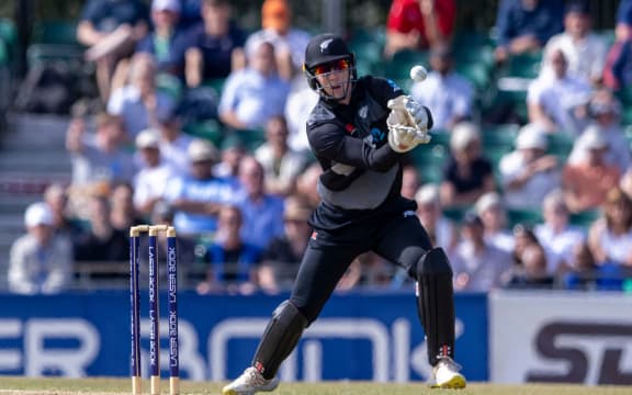 Wicket keeper Dane Cleaver of New Zealand in action.