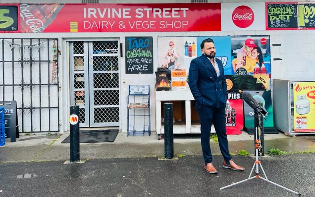 Puneet Singh, owner of the Irvine Street Dairy & Vege Shop.