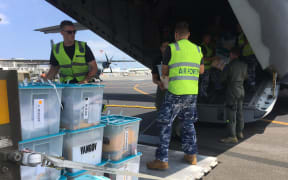 Australian Air Force unloading ballot boxes for Malampa in Port Vila.