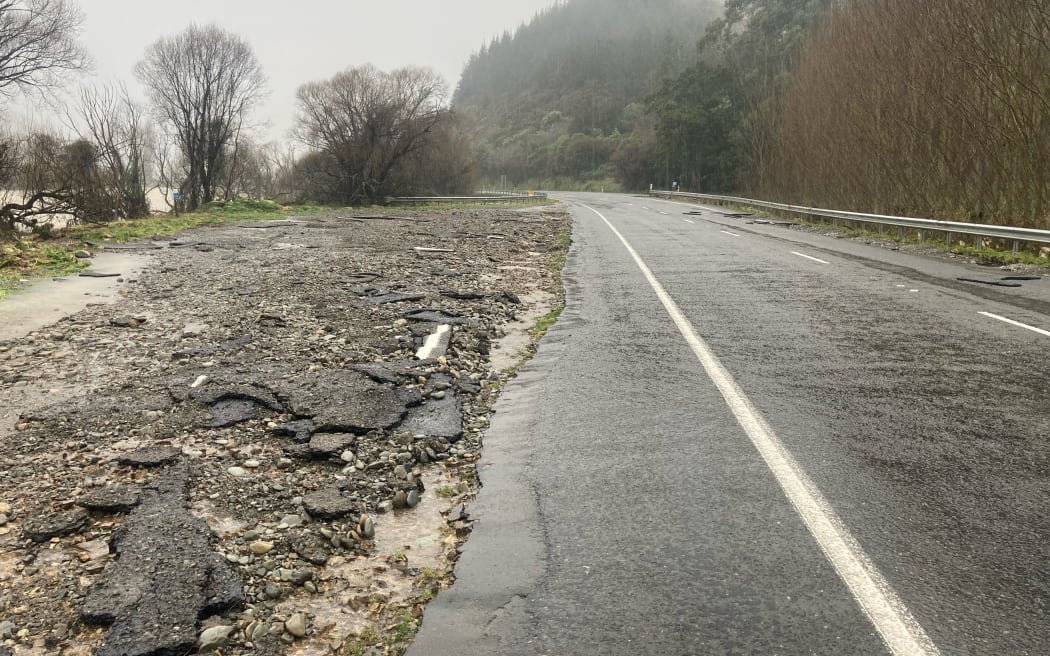 Rainy conditions along SH6 in the upper South Island on 18 August, 2022.