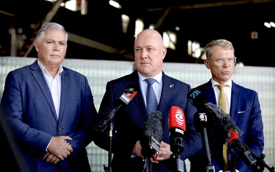 Police Minister Mark Mitchell, Prime Minister Christopher Luxon and Justice Minister Paul Goldsmith.