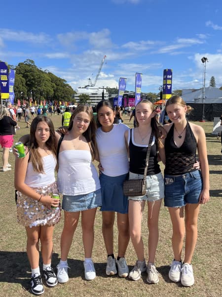 Mika Levitt, Lauryn Wattan, Faith Brown, Leah Uncles and Ruby Hope at Synthony in the Domain 2025