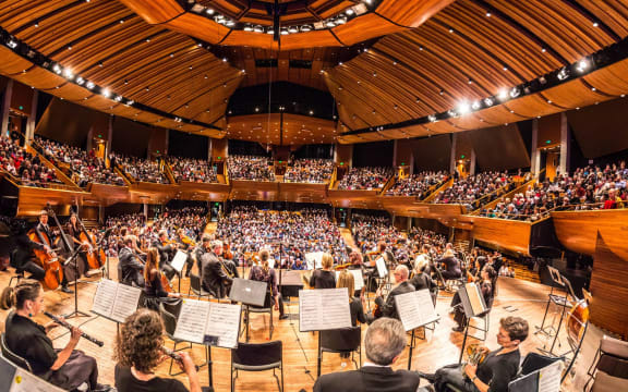Orchestra Wellington perform in the Michael Fowler Centre.
