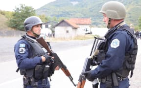 JARINJE, KOSOVO - SEPTEMBER 22: A view from the road to the Jarinje and Bernjak border crossings on the Serbian border in the north of Kosovo as roads guarded by special units of the Kosovo police during protests, in Jarinje, Kosovo on September 22, 2021.