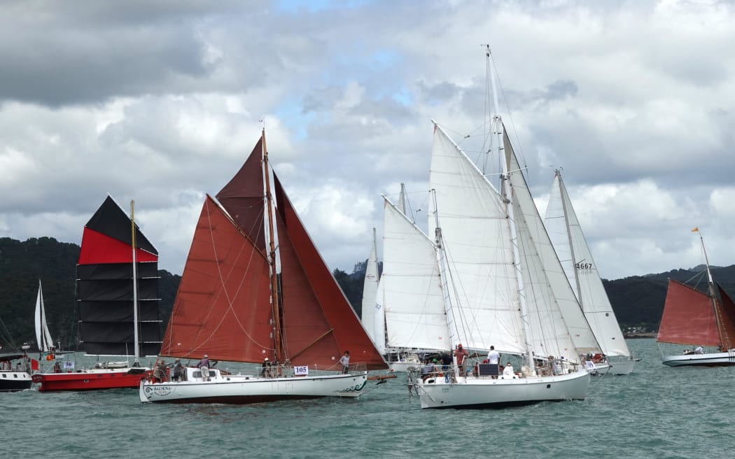 From left, Shoestring, Balaena, Leto and Undine jostle for position as the race starts off Russell wharf.