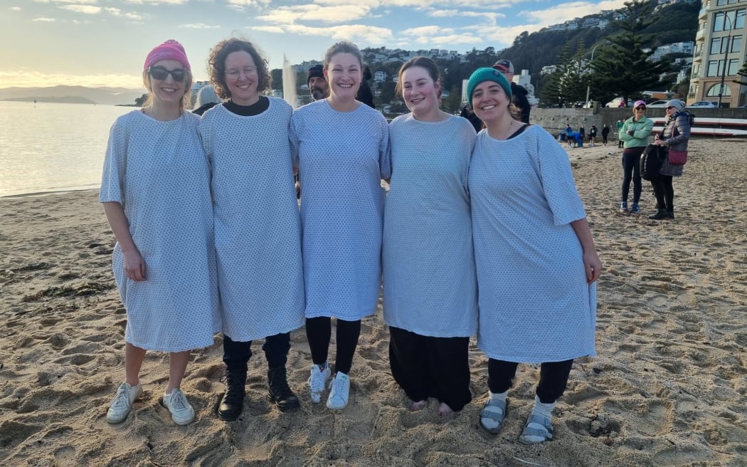 Staff from Wellington Hospital donned gowns for their plunge.