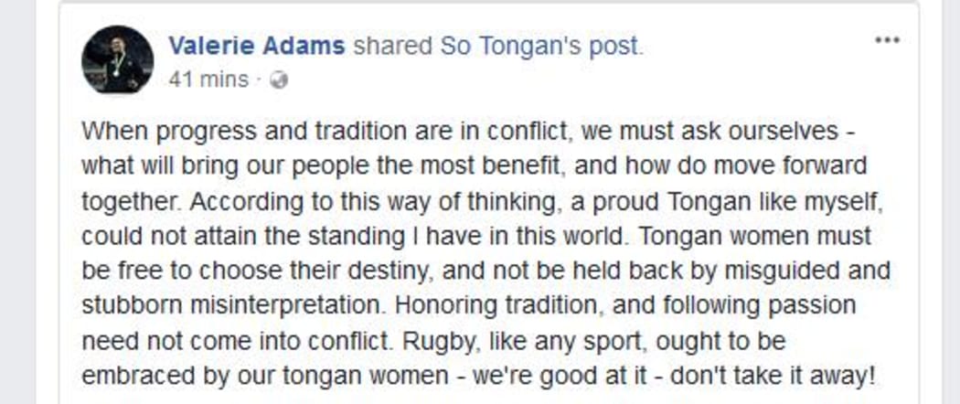 Valerie Adams responds to Tonga govt