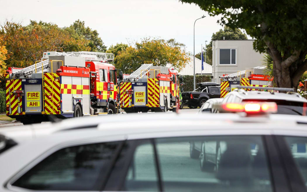 Fire trucks at a scene in Bishopdale