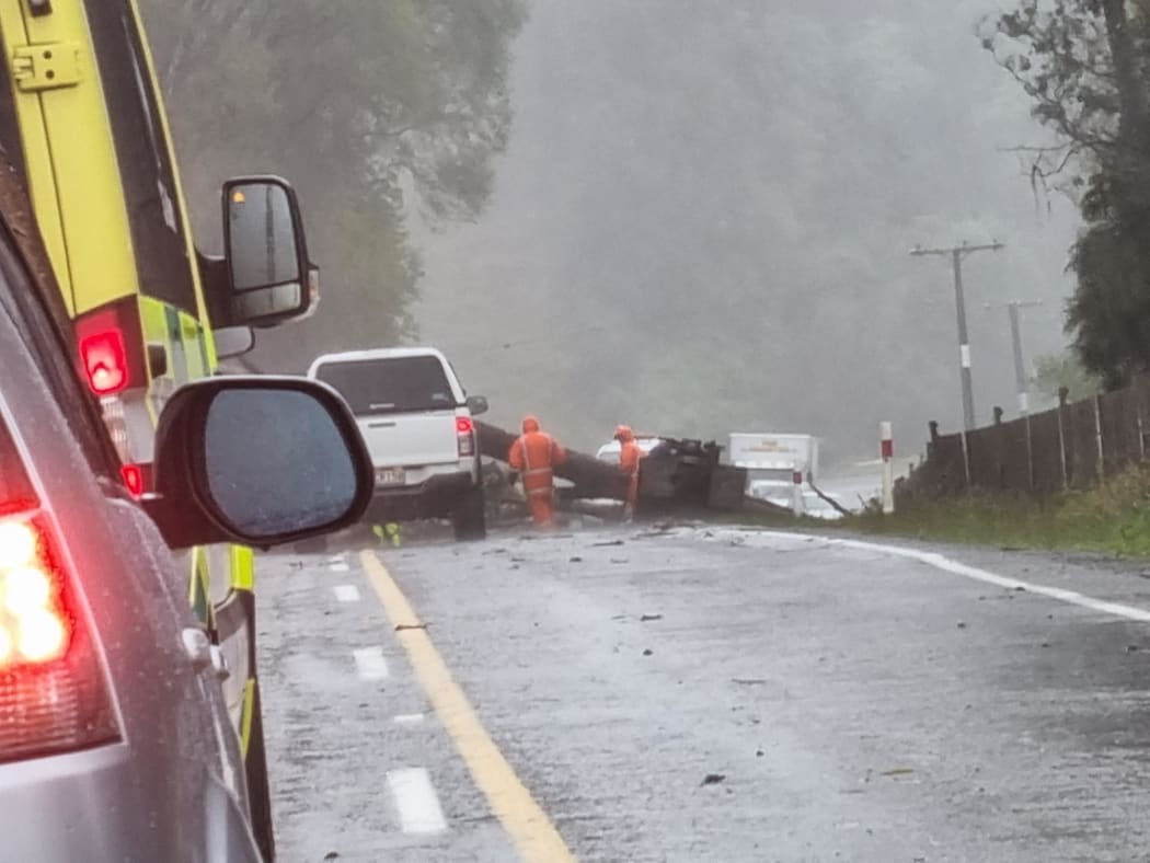 State Highway 35 blocked south of Tokomaru Bay by fallen tree
