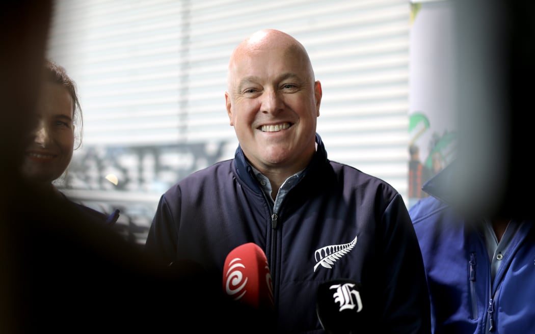 Prime Minister Christopher Luxon speaks to media at Fieldays on 12 June 2025.