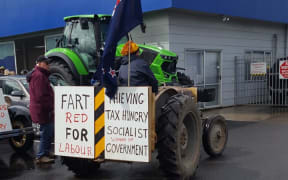 Farmers protest in Morrinsville about what they see as continued attacks on rural New Zealand.
