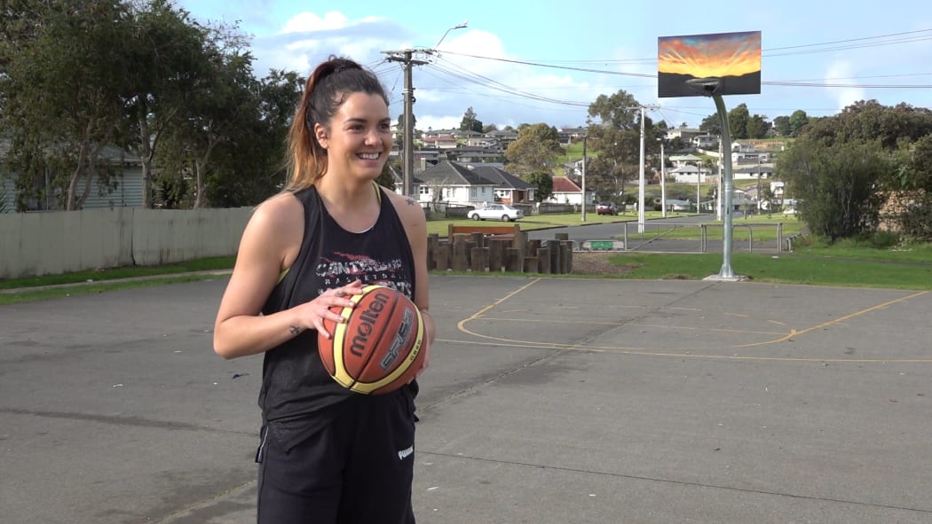 Terai Sadler, representing the Cook Islands in basketball at the Pacific Games in Samoa.