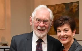 The Hon Russell Marshall (centre) with Dame Patricia Lee Reddy.