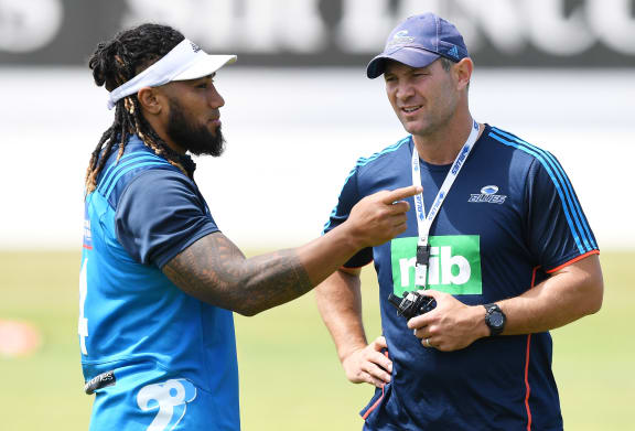 Ma'a Nonu and Blues coach Leon MacDonald.