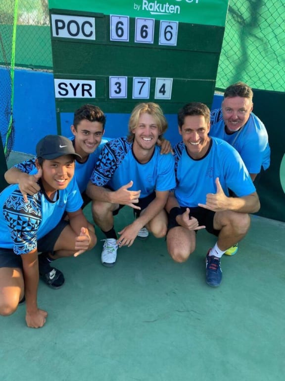 Pacific Oceania celebrate winning promotion from Asia Oceania Group Three.