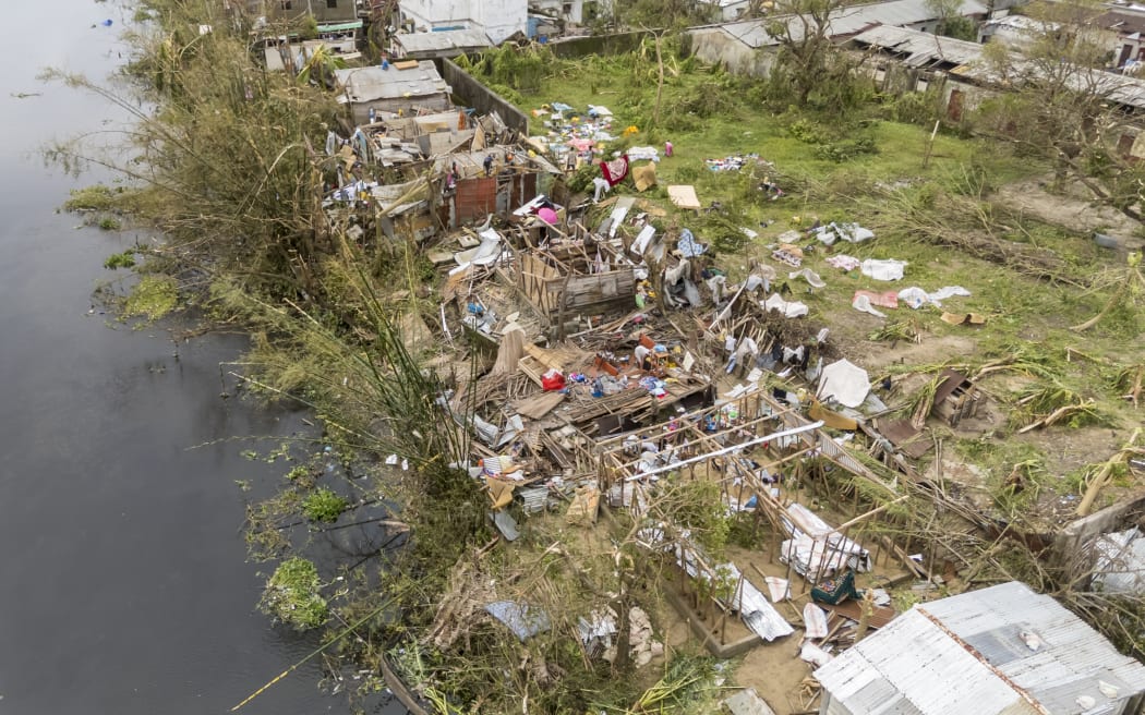 An aerial view of the city of Toamasina, on the east coast of Madagascar, struck by Tropical Cyclone Gezani on February 11, 2026. (Photo by Tsiky Sikonina / AFP)
