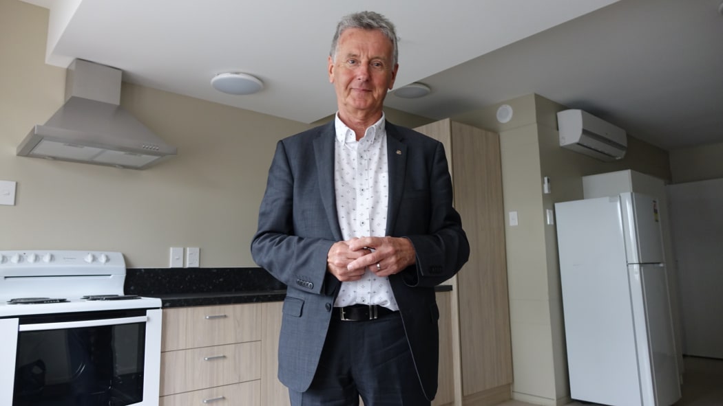 Christchurch City Missioner, Michael Gorman, in one of the missions three new tranistional apartments for homeless families.