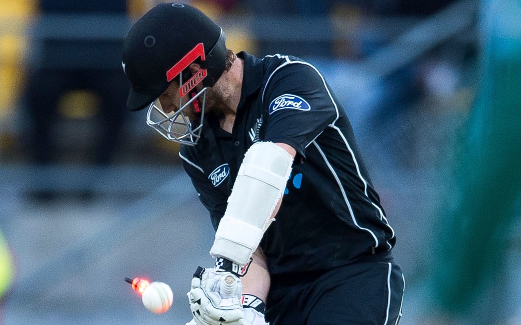 Kane Williamson watches his bails fly.