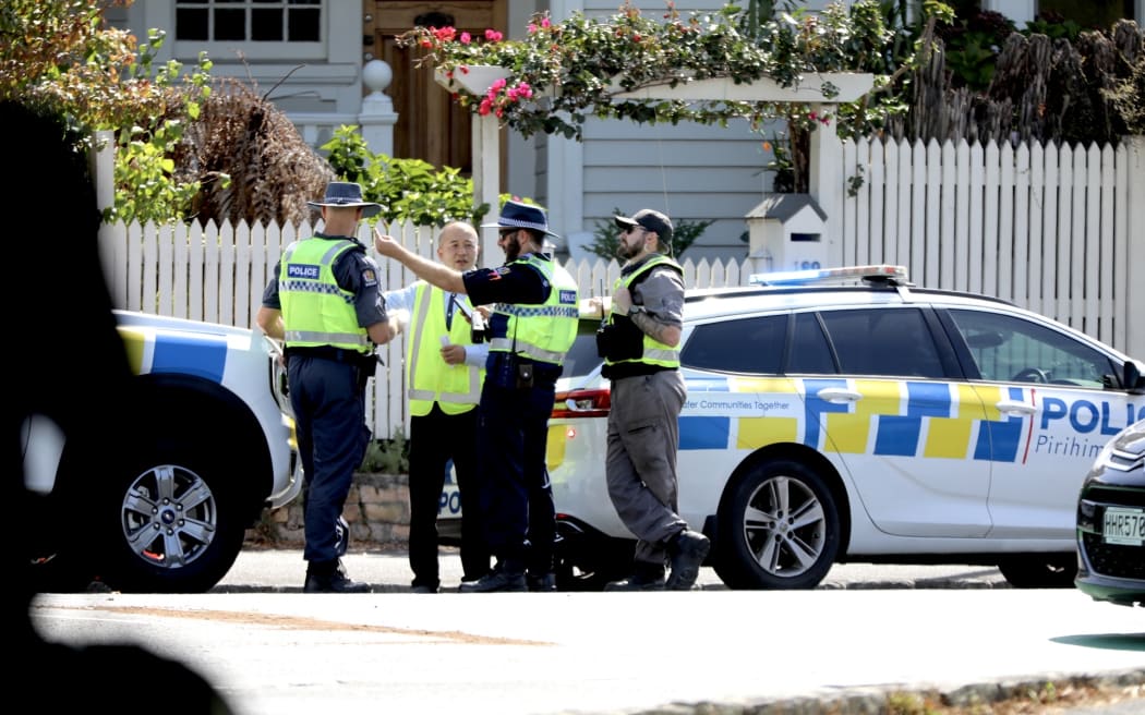 The scene of a crash involving a car and bus in the Auckland suburb of Grafton.
