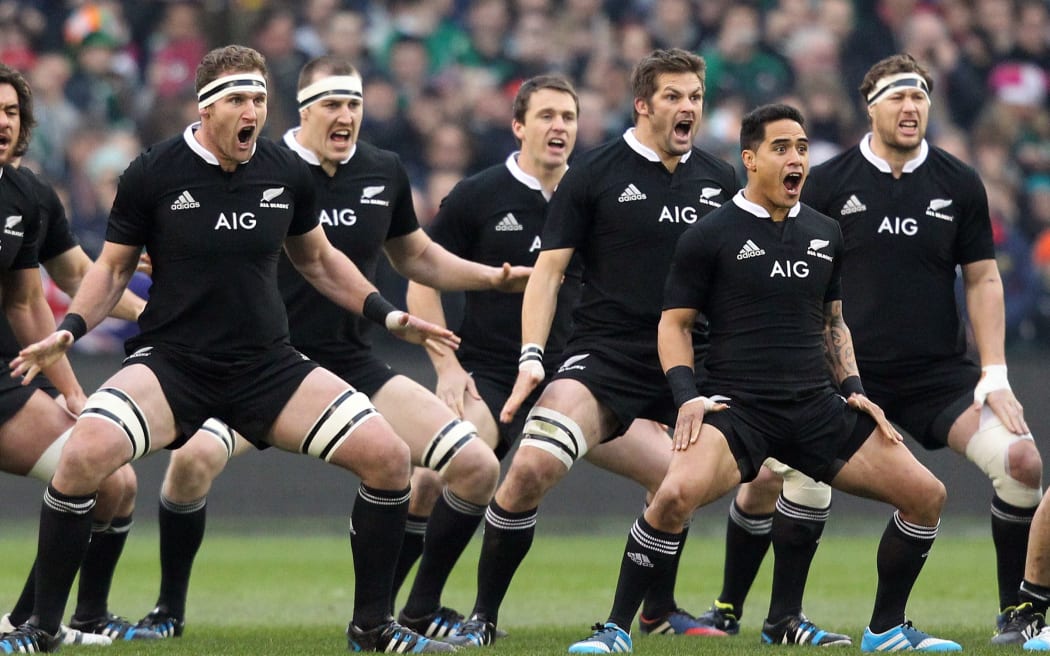 The All Blacks perform the haka at an international test match against Ireland in Dublin last year.