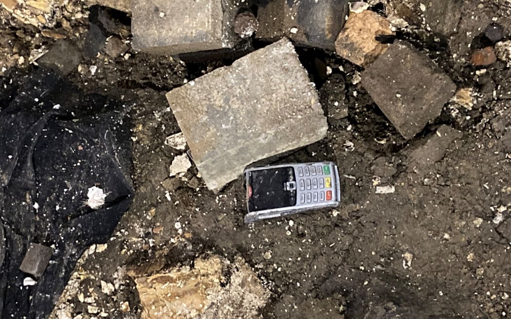 Some of the debris on the floor of the St James Theatre in Auckland.