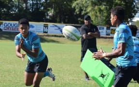 Fijiana sevens coach Saiasi Fuli watches on during training.
