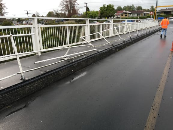Damage to Victoria Street bridge.