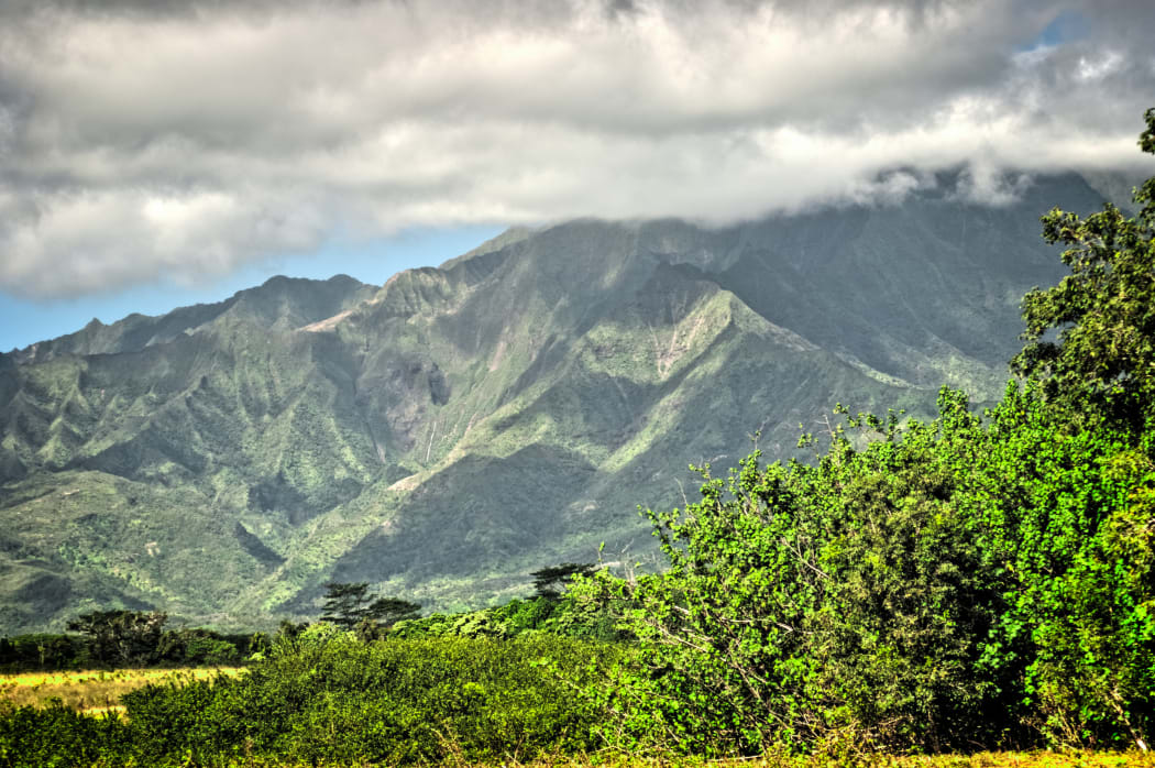 Lush green mountains on Kauai, Hawaii