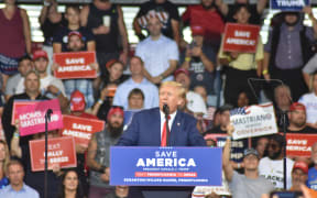 WILKES-BARRE, PENNSYLVANIA, USA - SEPTEMBER 3, 2022: Former President of the United States Donald J. Trump delivers remarks at a Save America rally in Wilkes-Barre, Pennsylvania on September 3, 2022. Former President of the United States Donald J. Trump commented on the FBI raid at Mar-a-Lago in Palm Beach, Florida to the crowd. Kyle Mazza / Anadolu Agency (Photo by Kyle Mazza / ANADOLU AGENCY / Anadolu Agency via AFP)