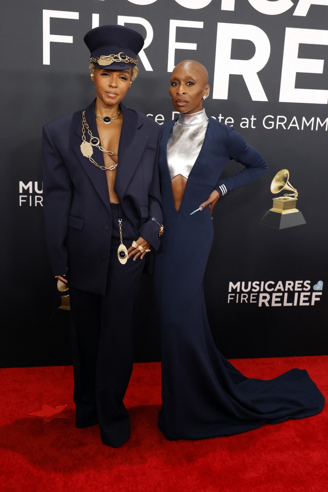 Janelle Monáe and Cynthia Erivo attend the 67th GRAMMY Awards on February 02, 2025 in Los Angeles, California.