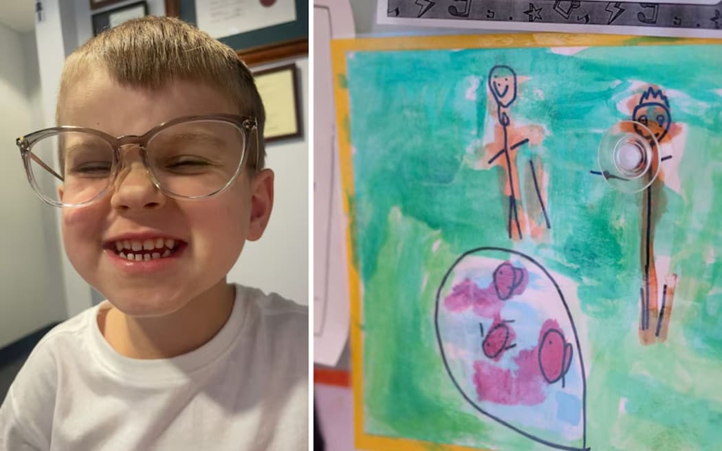 Skye Scott says her son is a sweet little boy. Her family proudly displays his art on their fridge.