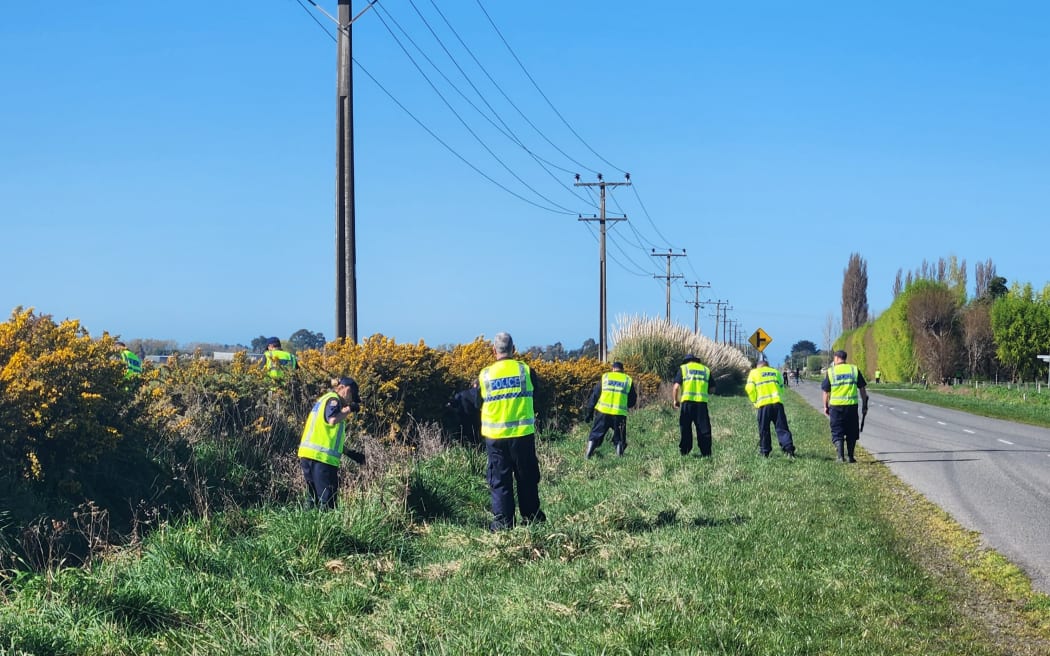 Police search Hudson's Road in Greenpark, Canterbury on 13 September 2023.