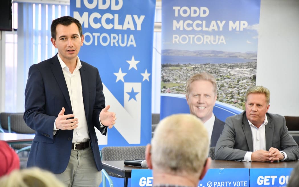 Pakuranga MP and National transport spokesman Simeon Brown (left) and Rotorua MP Todd McClay.