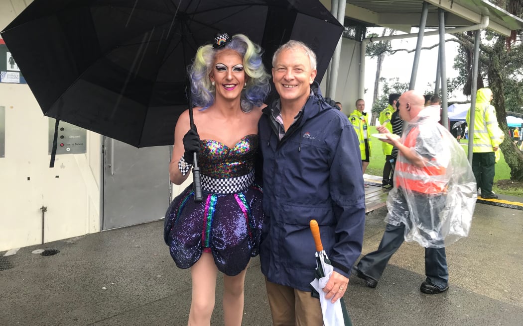 Miss Chocolate Box, a drag queen and police diversity liaison volunteer with Auckland Mayor, Phil Goff.