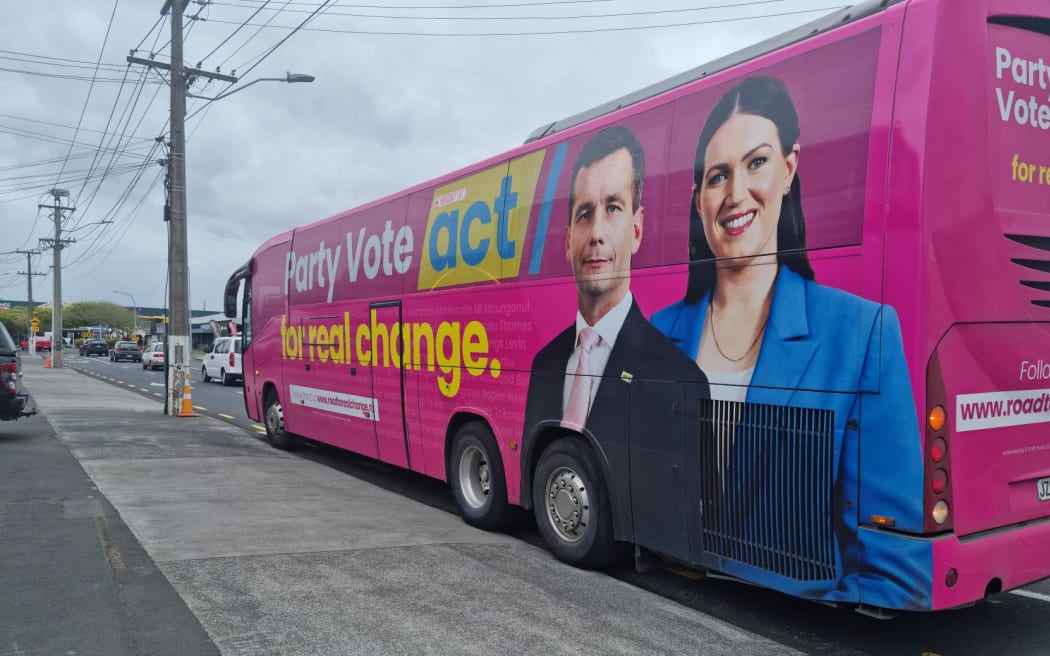 ACT's campaign bus, Big Pinky, en route to walkabouts in Sandringham businesses hit by crime 12 October 2023.