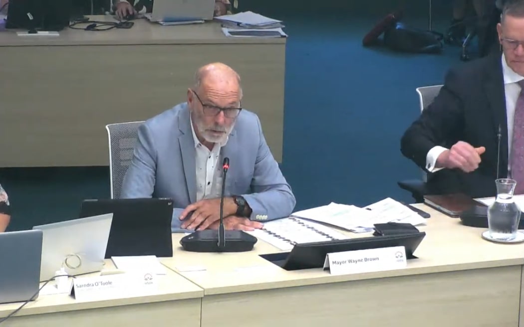 Auckland Mayor Wayne Brown at the council's governing body meeting.