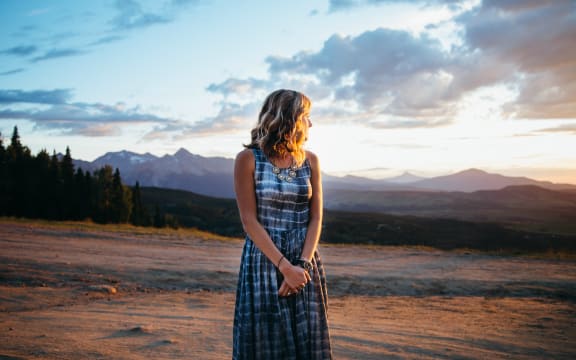 woman in the mountains