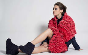 Garments made using recycled materials by Donna Cleveland.